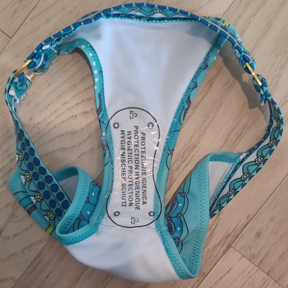 Blue and Green Patterned Bikini Set (size M)